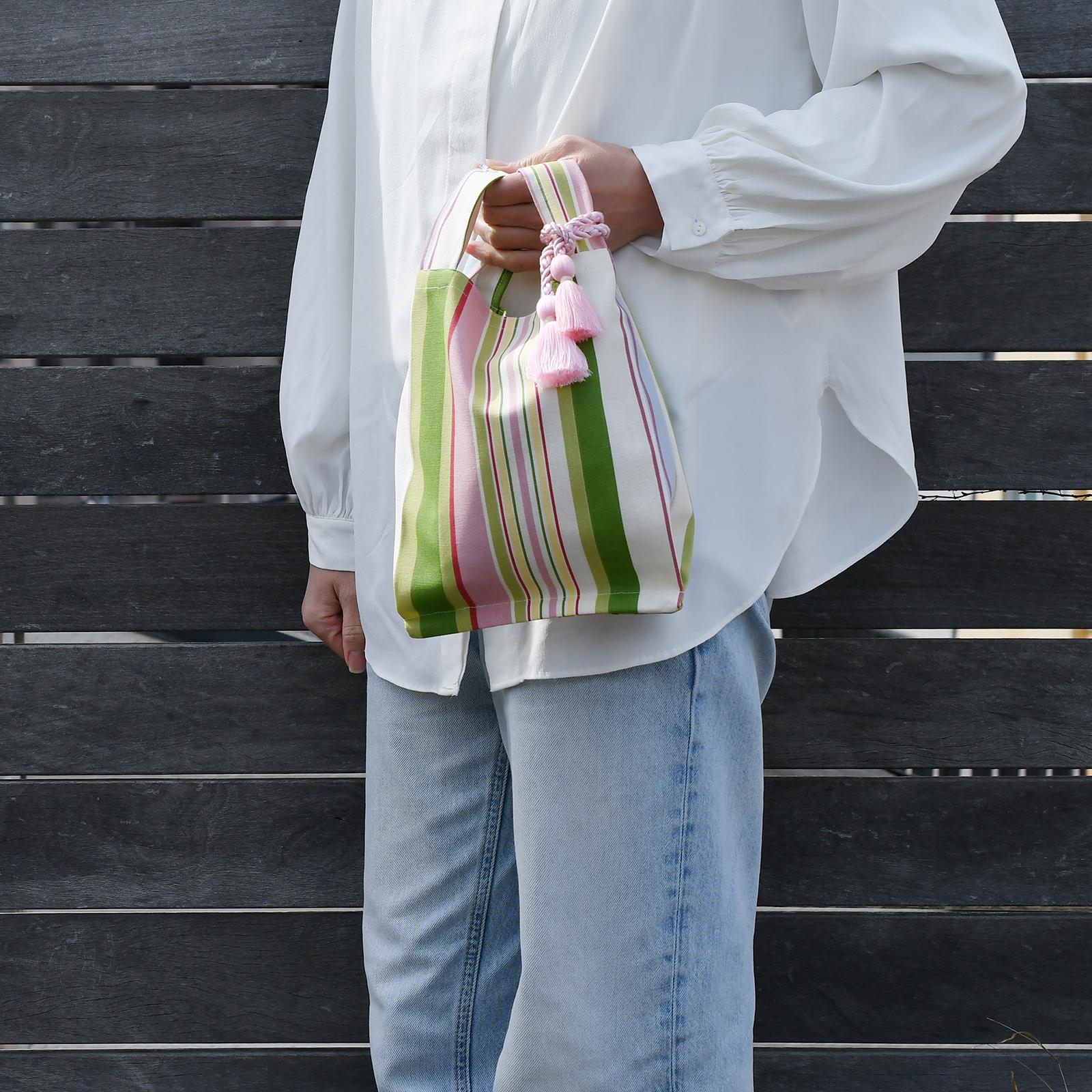 タッセルつきサブバッグ/Pinkボーダー | 6枚目