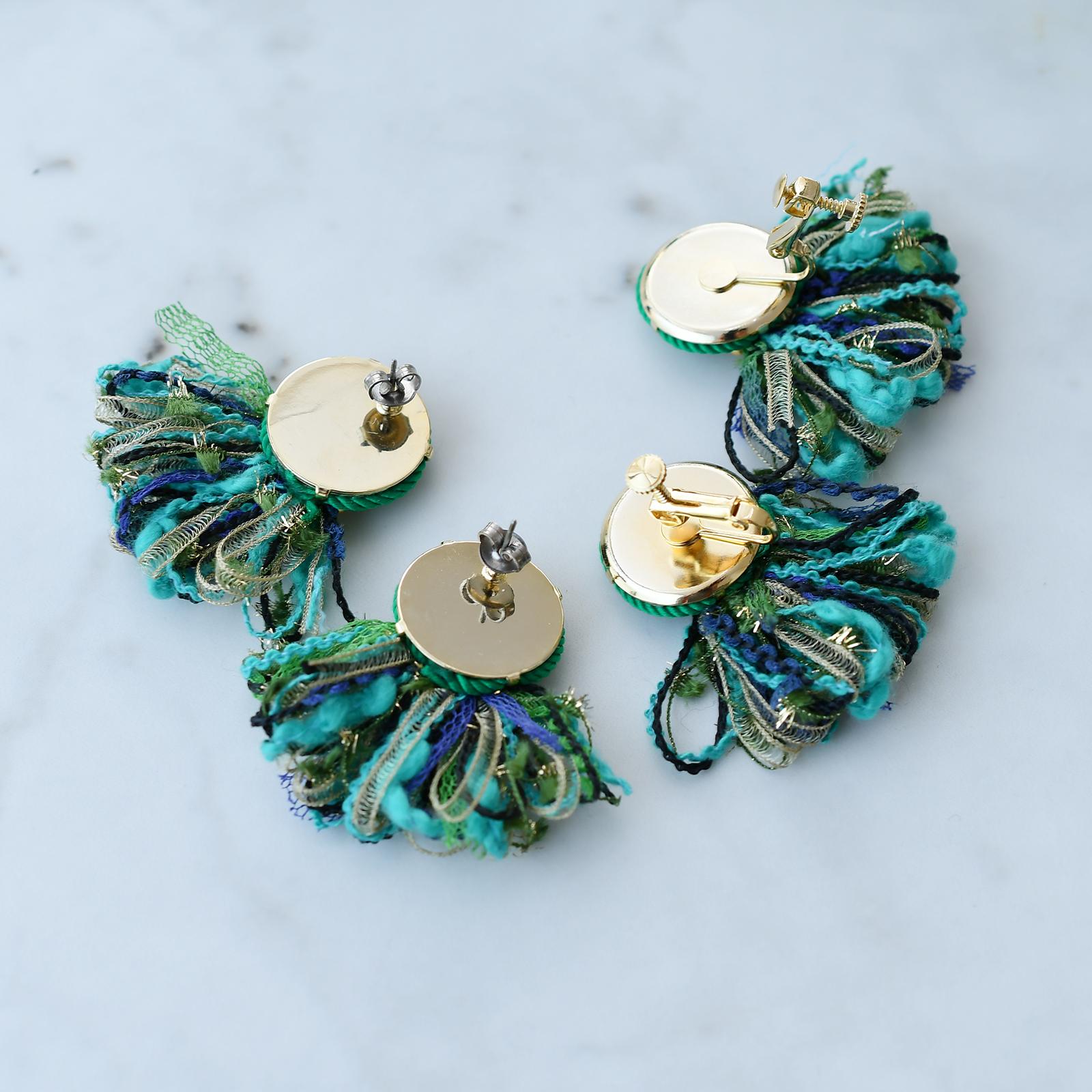 はる　コードモチーフタッセルピアス・イヤリング　若葉グリーン | 5枚目