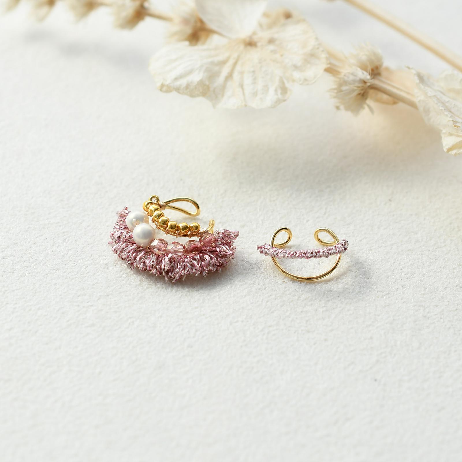 タッセルイヤーカフ　セット/Pink