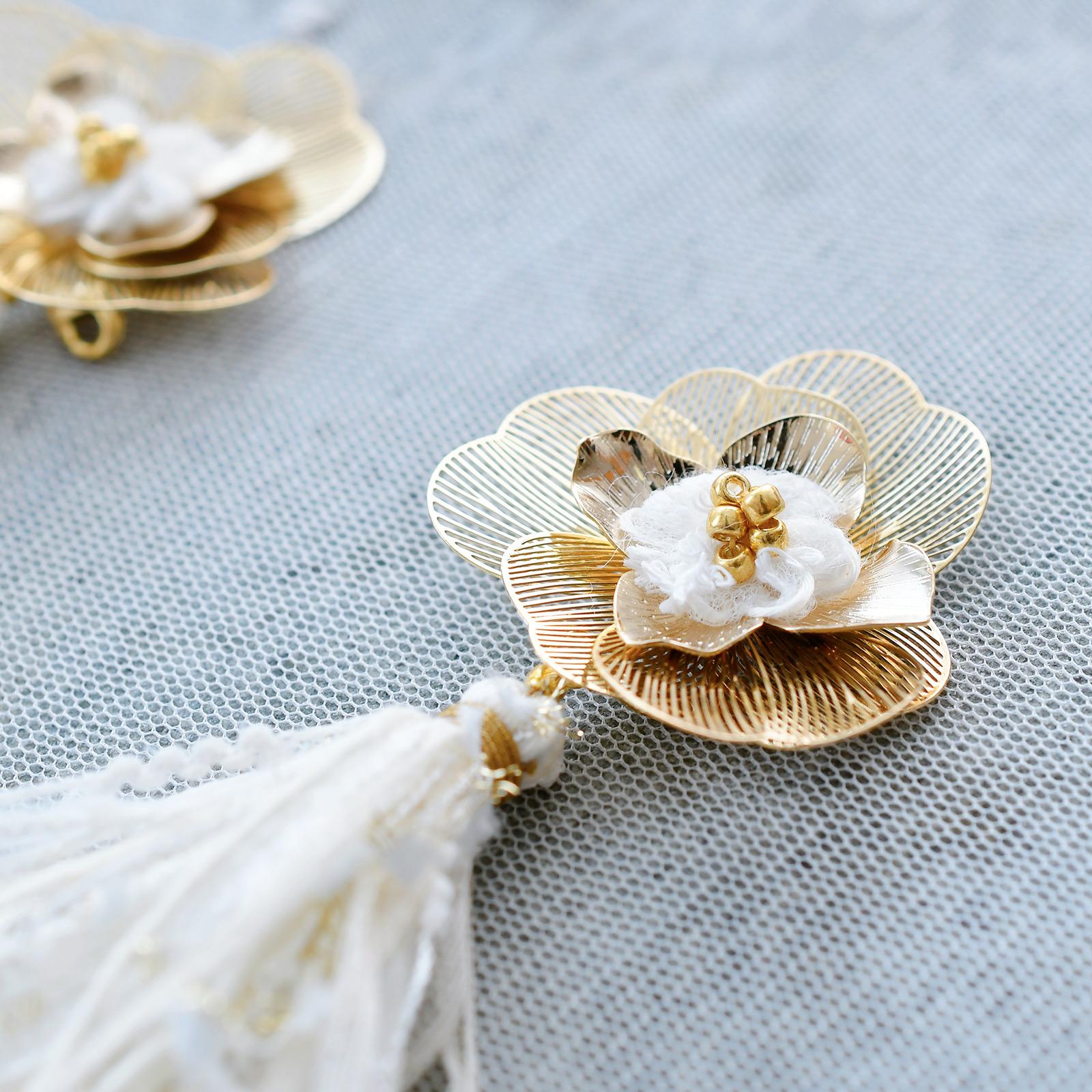 2WAY ブライダル花飾りタッセルイヤリング | 3枚目