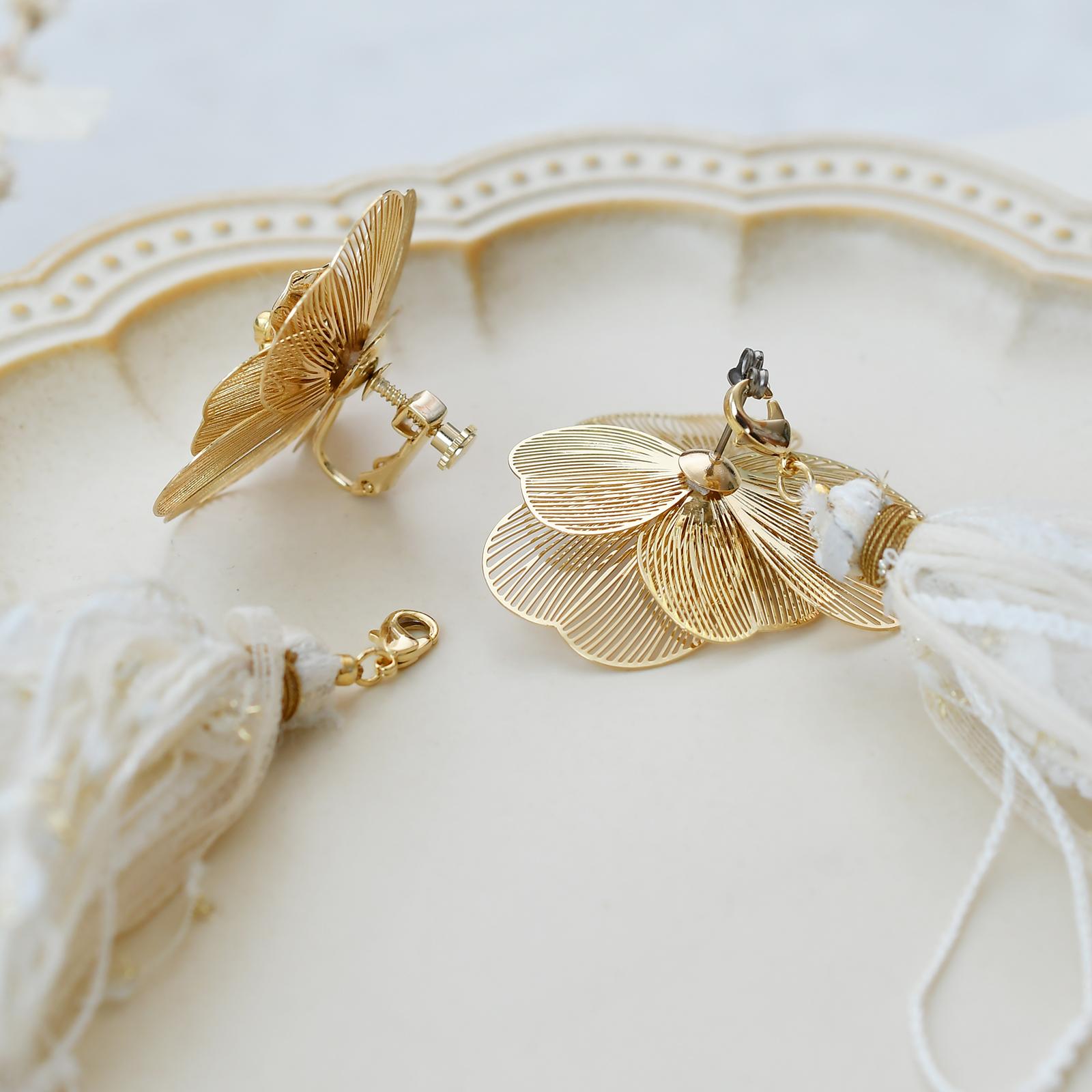 2WAY ブライダル花飾りタッセルイヤリング | 8枚目