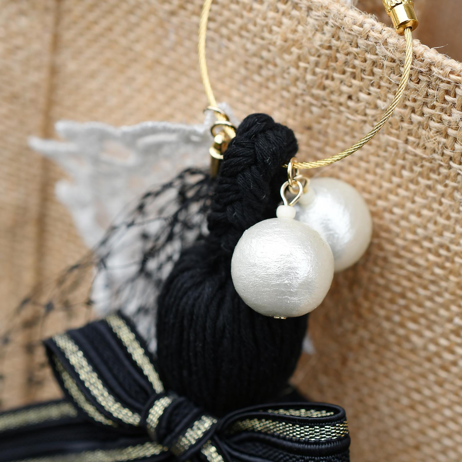 カゴバッグを彩るエレガントチャーム/ブラック | 4枚目