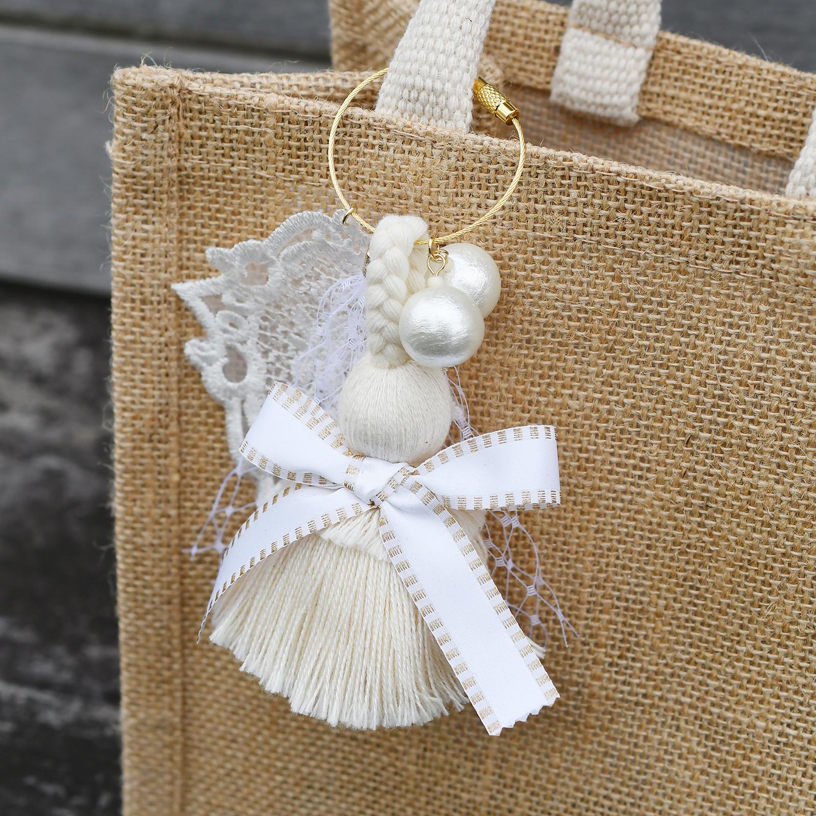 （数量限定）カゴバッグを彩るエレガントチャーム/ホワイト | 2枚目