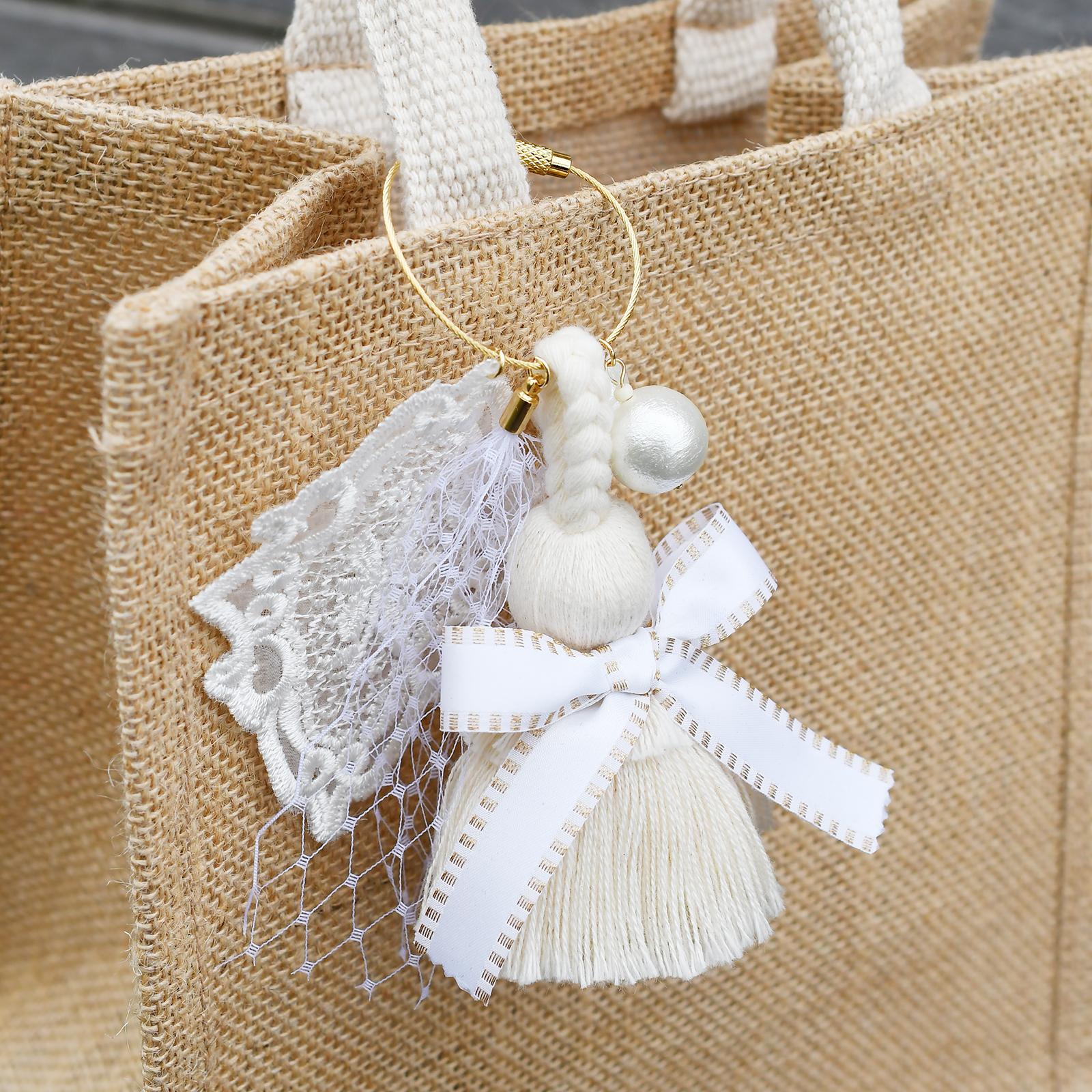 （数量限定）カゴバッグを彩るエレガントチャーム/ホワイト | 3枚目