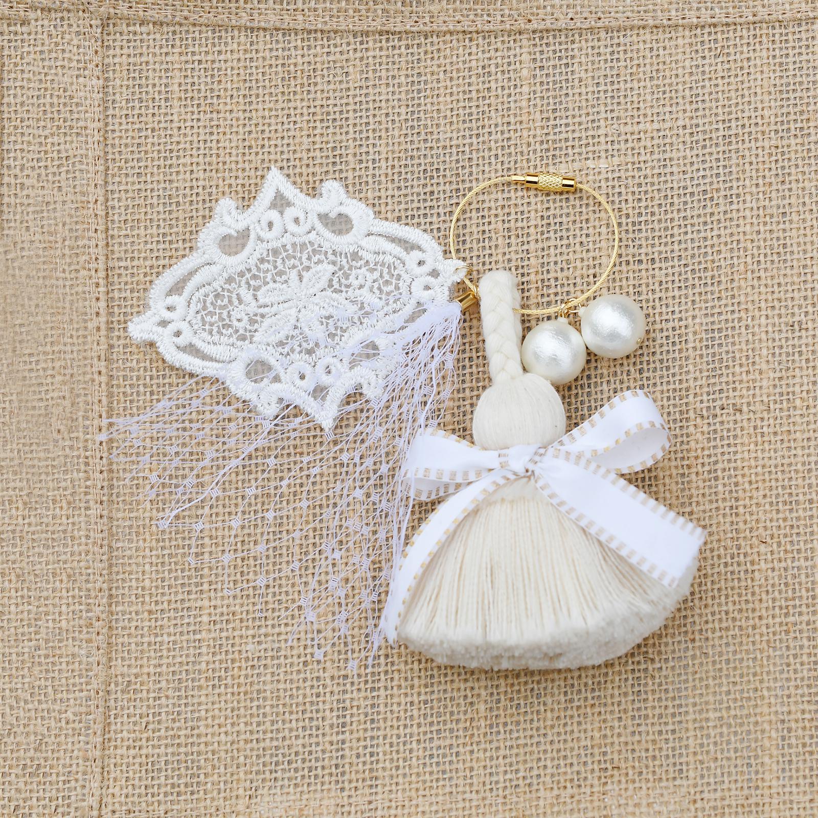 （数量限定）カゴバッグを彩るエレガントチャーム/ホワイト | 5枚目