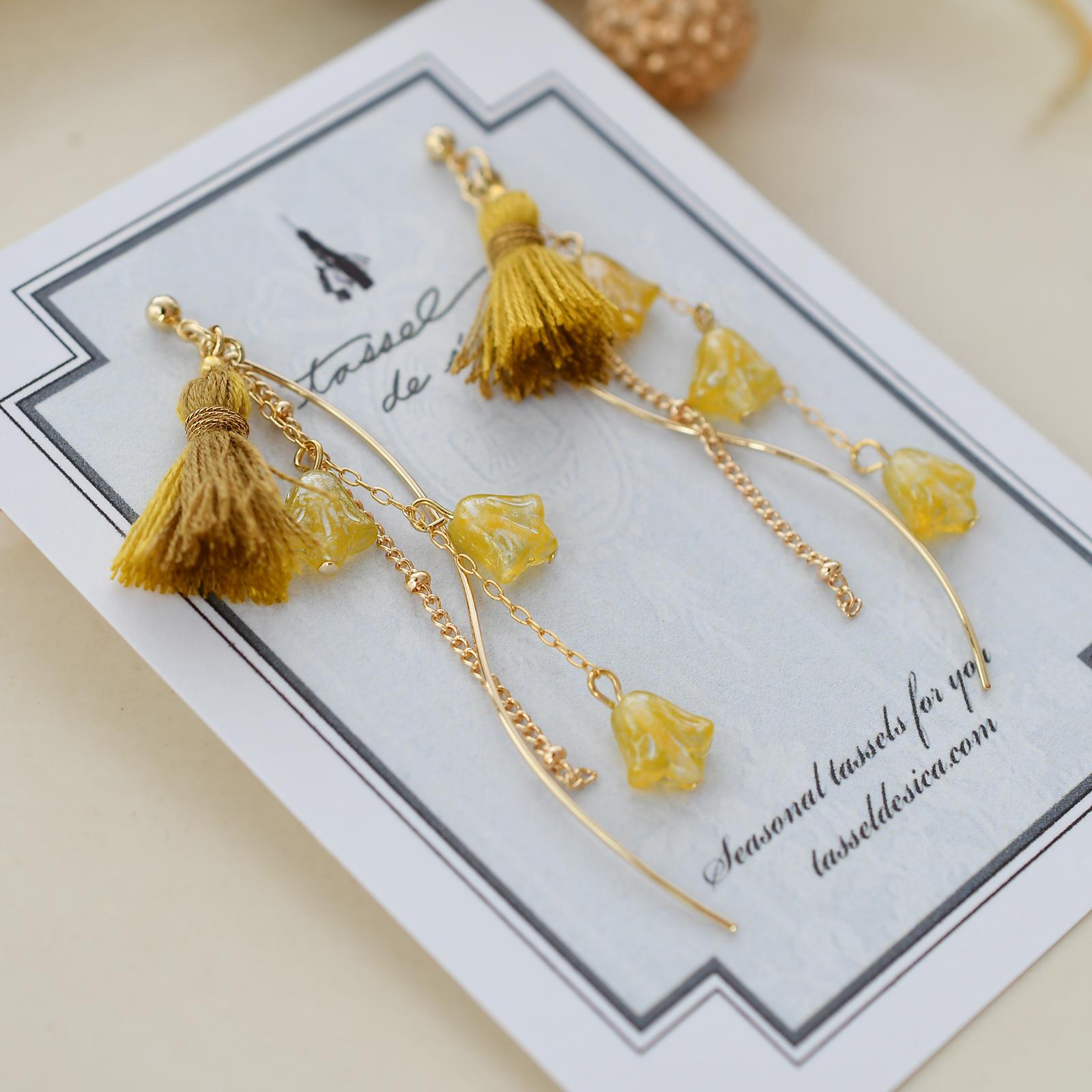 あき　イチョウ並木タッセルピアス・イヤリング | 2枚目