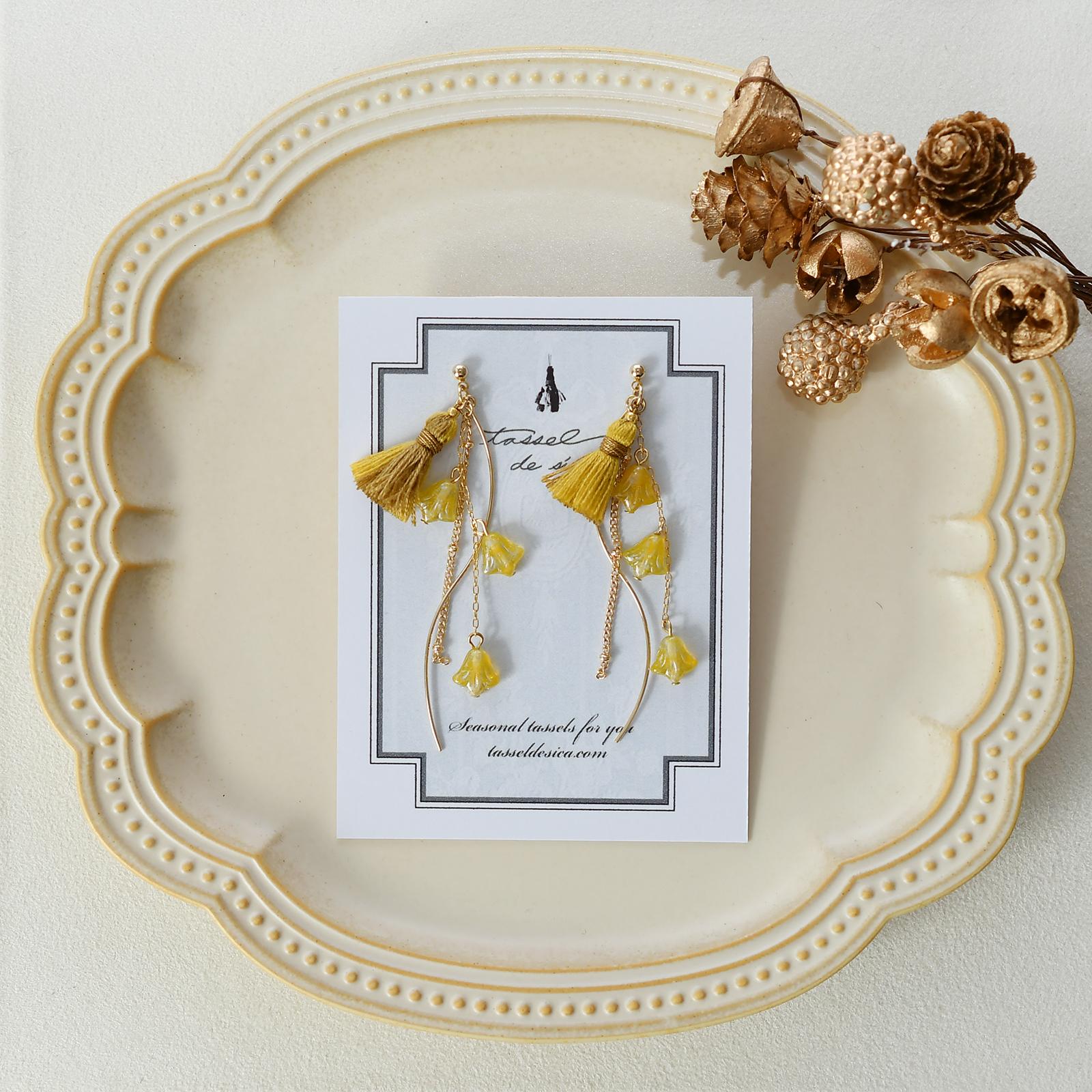 あき　イチョウ並木タッセルピアス・イヤリング | 6枚目