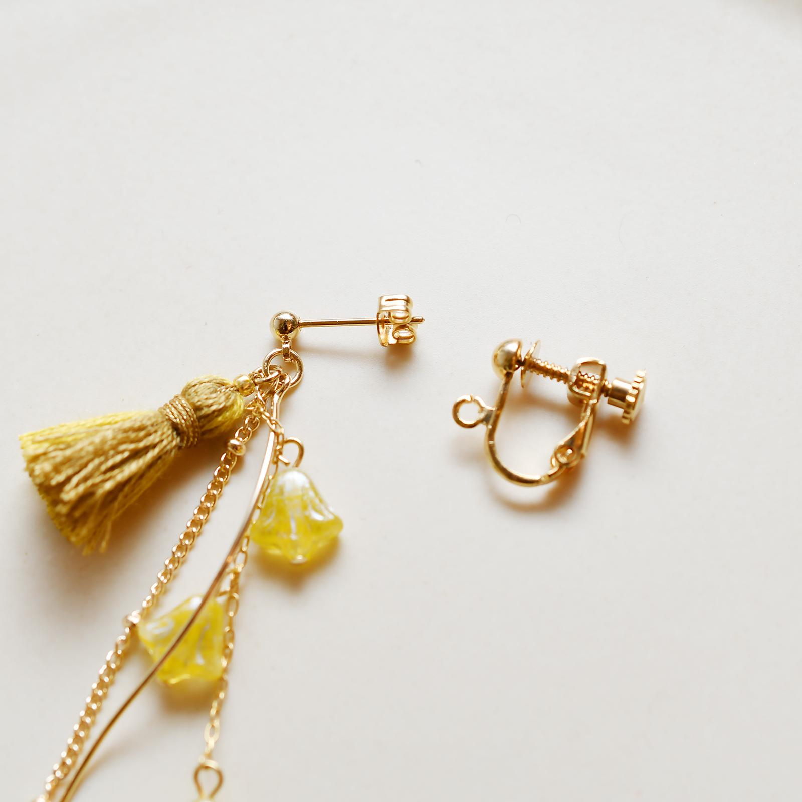 あき　イチョウ並木タッセルピアス・イヤリング | 5枚目