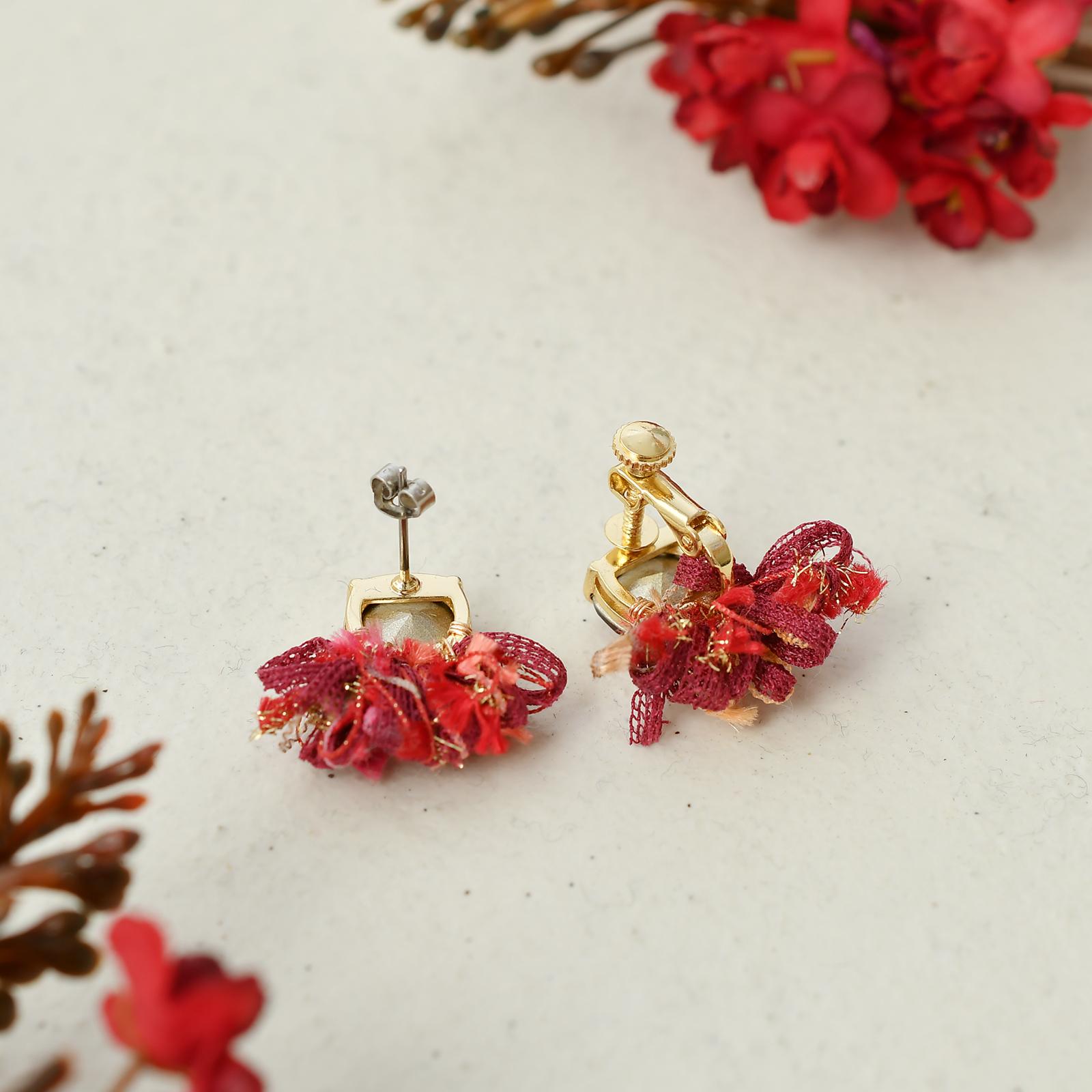 クリスタルタッセルピアス・イヤリング／スカーレット | 5枚目